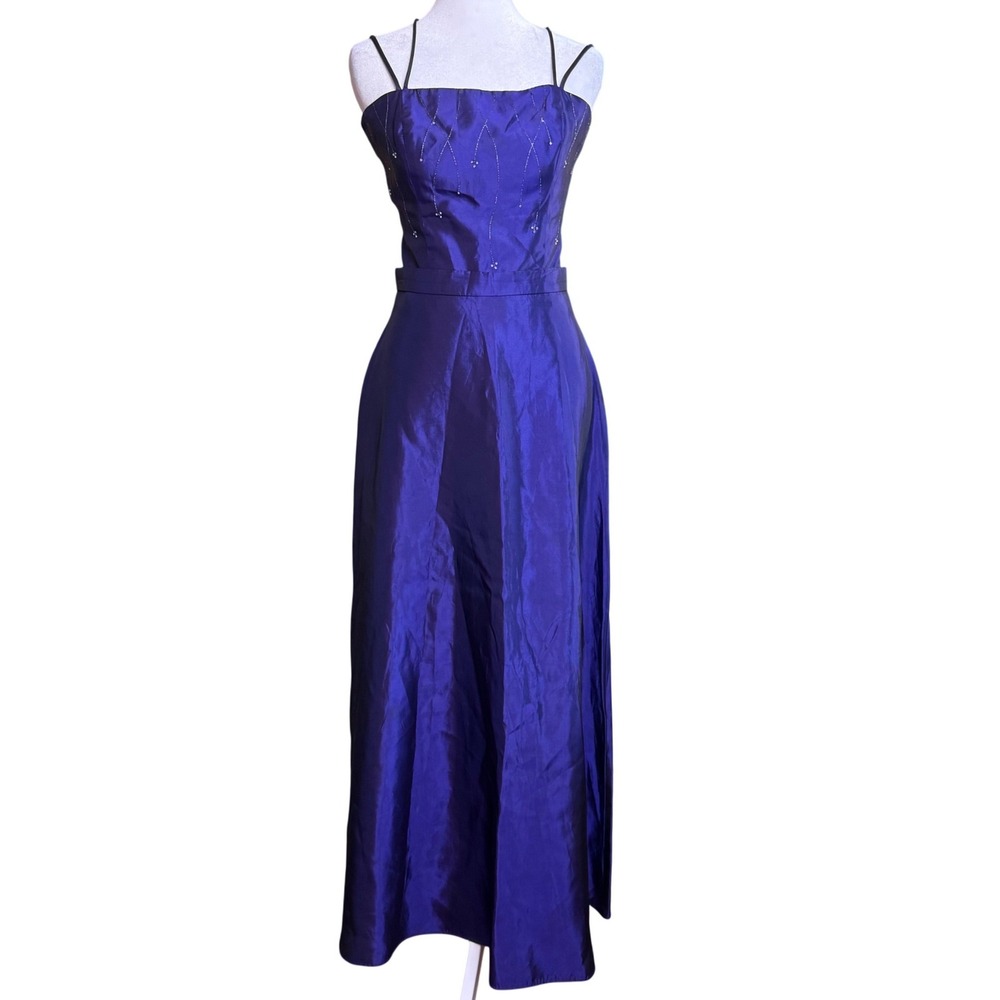 Roberta 90s Vintage 2 Piece Formal Gown Iridescent Purple Small Corset Back Prom